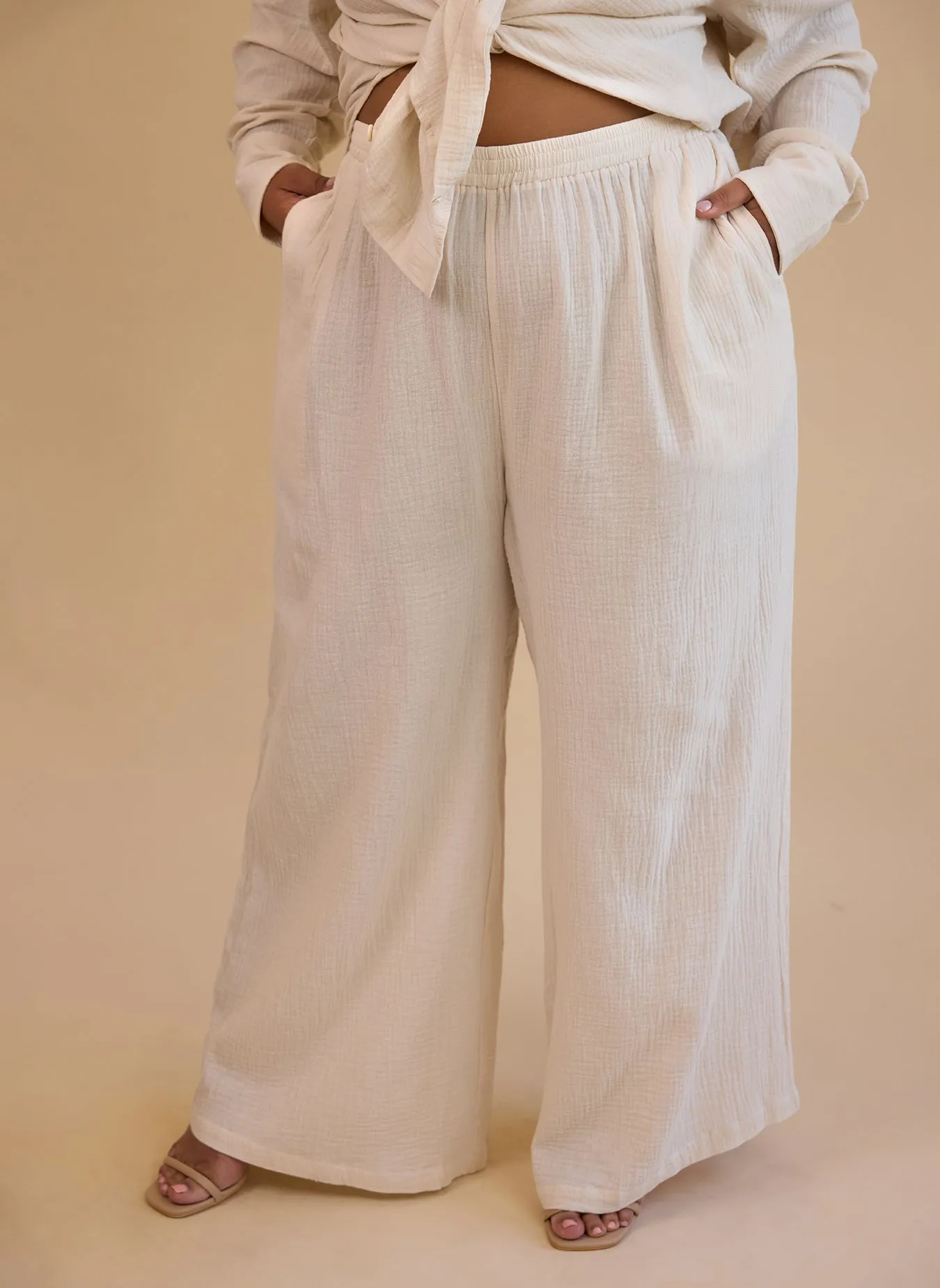 Lyla Gauze Cotton Wide Leg Pants W. Pockets sold by Rebdolls product image thumbnail 3