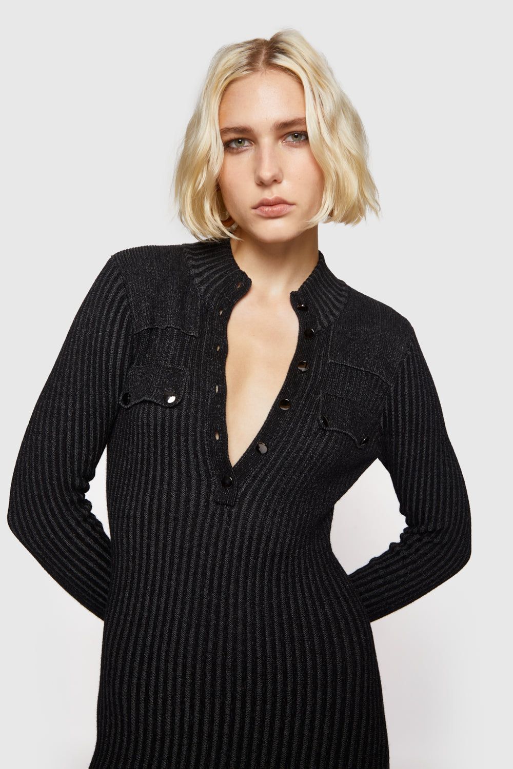 Alana Military Henley Sweater Dress sold by Rebecca Minkoff product image thumbnail 2