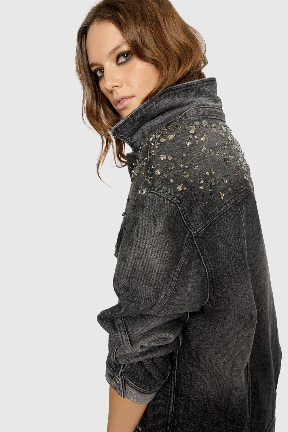 Crystal Embellished Denim Jacket sold by Rebecca Minkoff product image thumbnail 3