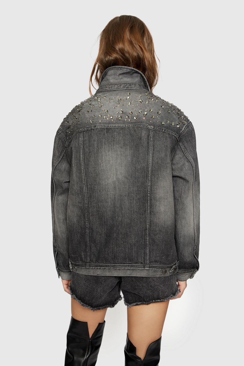 Crystal Embellished Denim Jacket sold by Rebecca Minkoff product image thumbnail 2