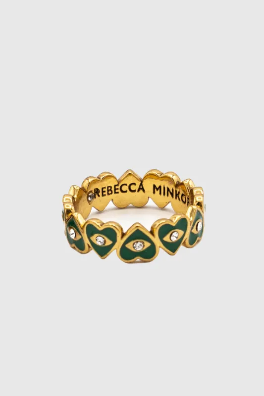 Enamel Evil Eye Heart Pinky Ring sold by Rebecca Minkoff