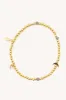 Metal Bead Stretch Bracelet With Crescent Moon sold by Rebecca Minkoff