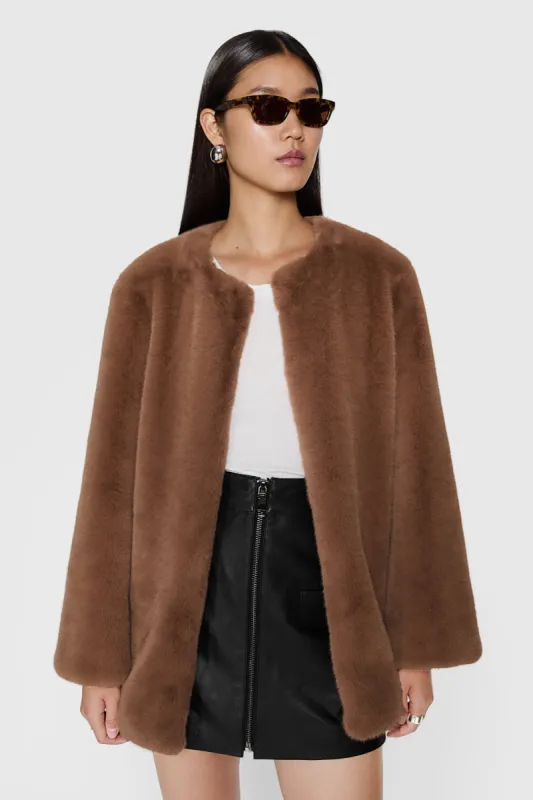 Vegan Fur Collarless Jacket sold by Rebecca Minkoff