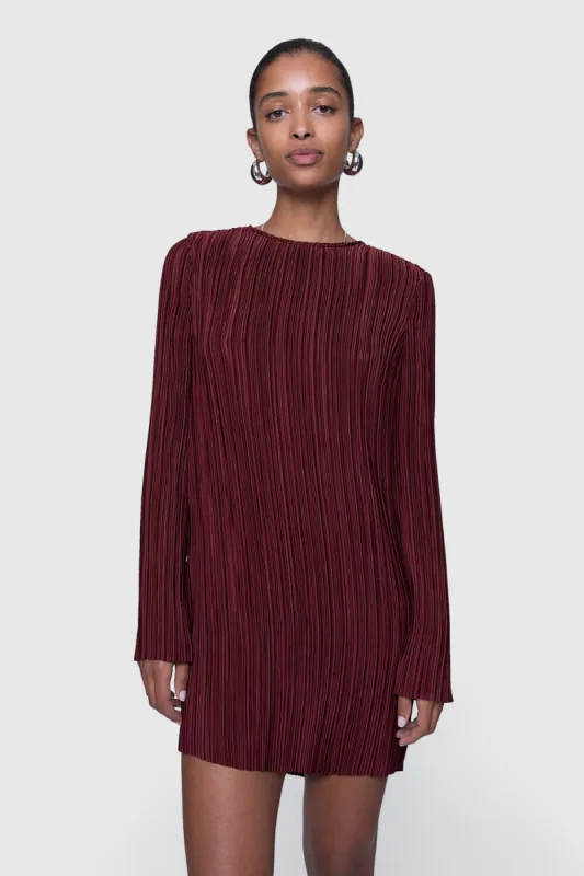 Iris Pleated Long Sleeve Mini Dress sold by Rebecca Minkoff