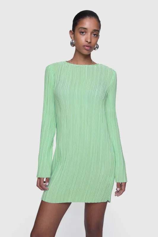 Iris Pleated Long Sleeve Mini Dress sold by Rebecca Minkoff