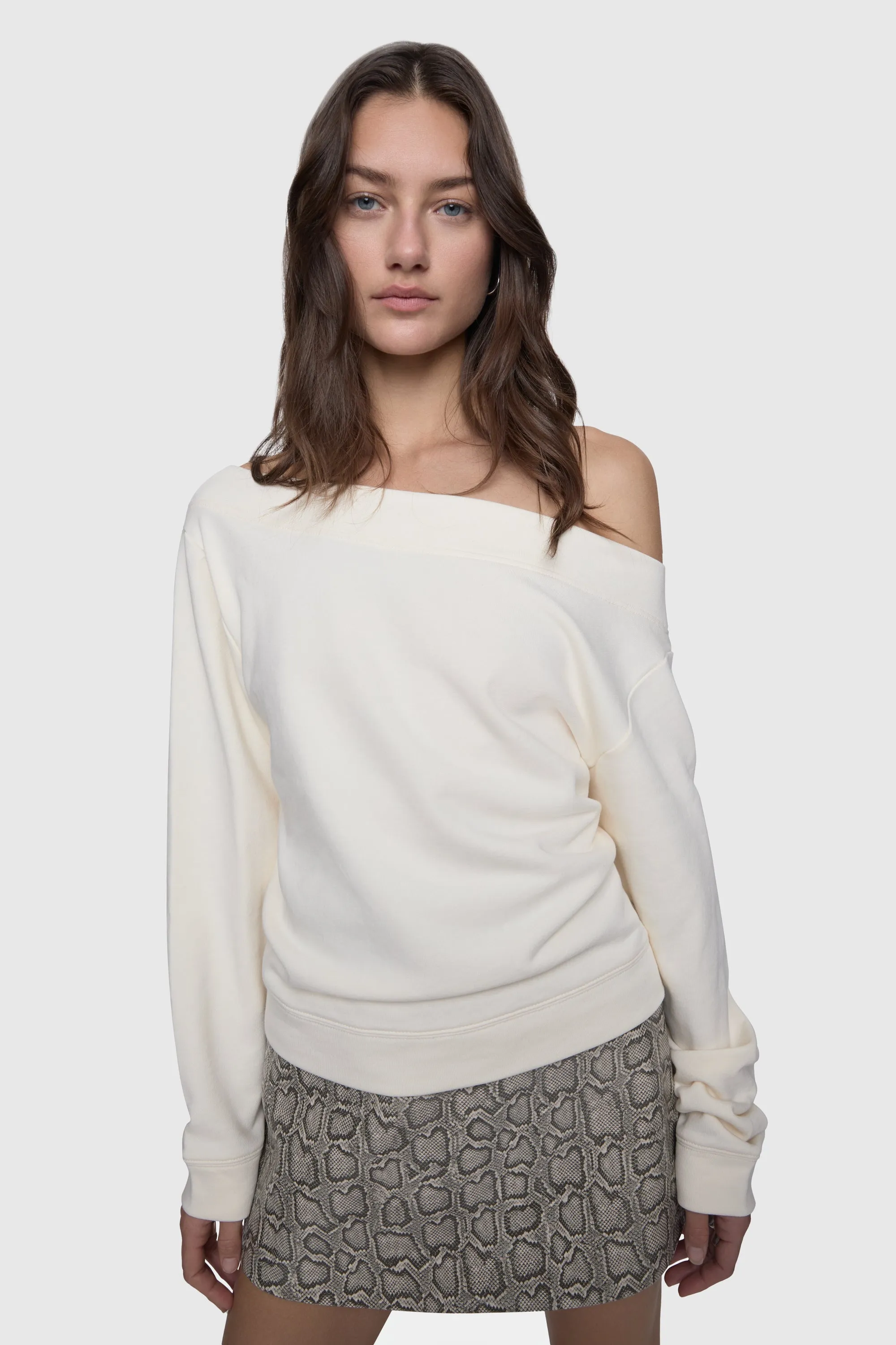 Kora Off Shoulder Sweatshirt sold by Rebecca Minkoff