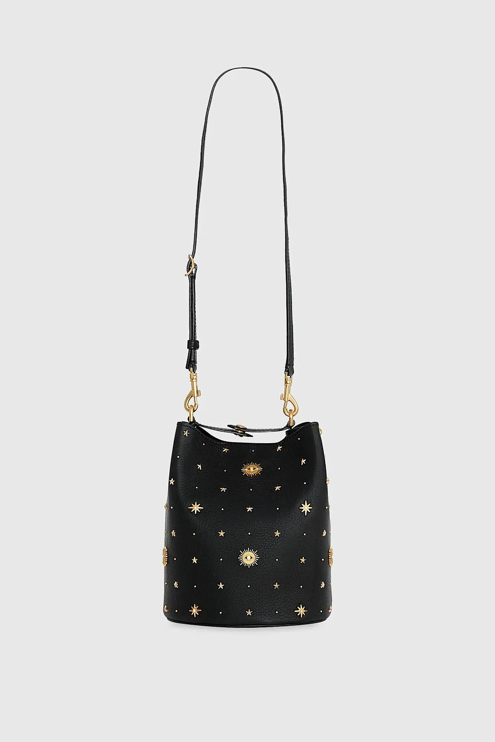 Evil Eye Studded Bucket sold by Rebecca Minkoff