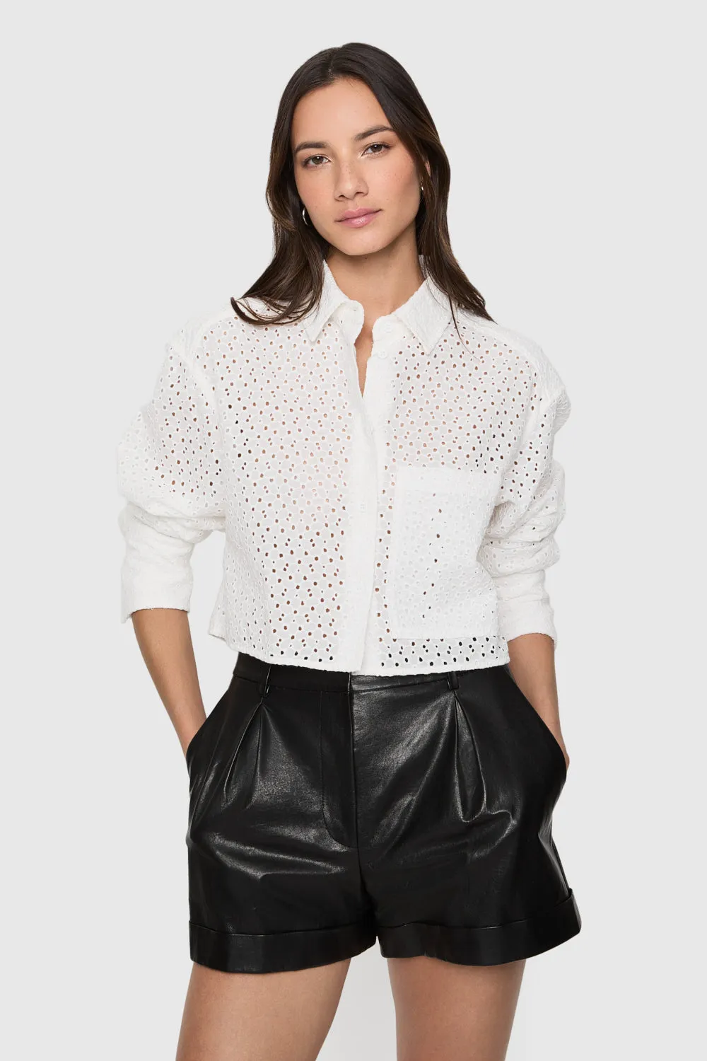 Juna Crop Eyelet Top sold by Rebecca Minkoff