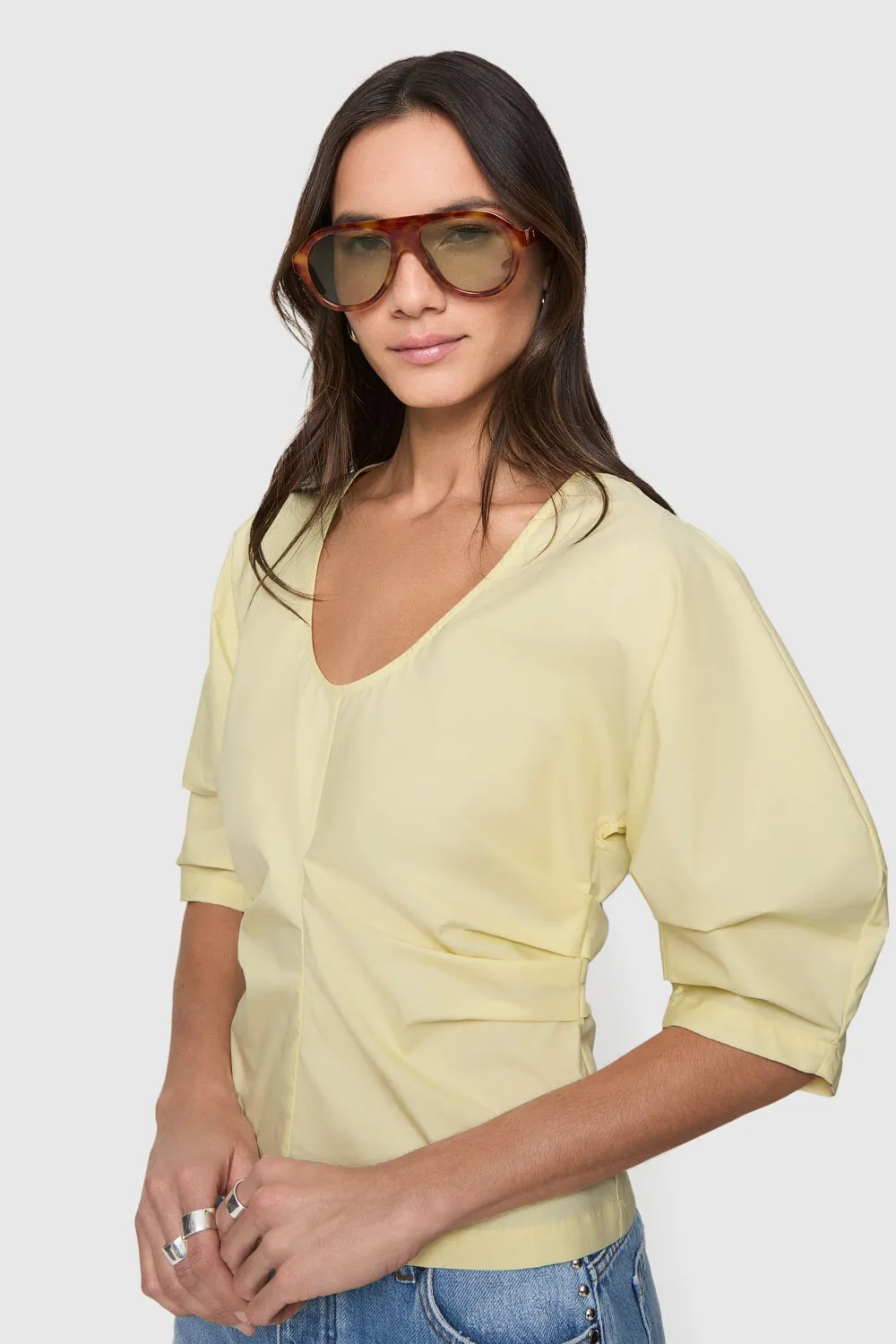 Naomi Pleated Short Sleeve Top sold by Rebecca Minkoff product image thumbnail 3