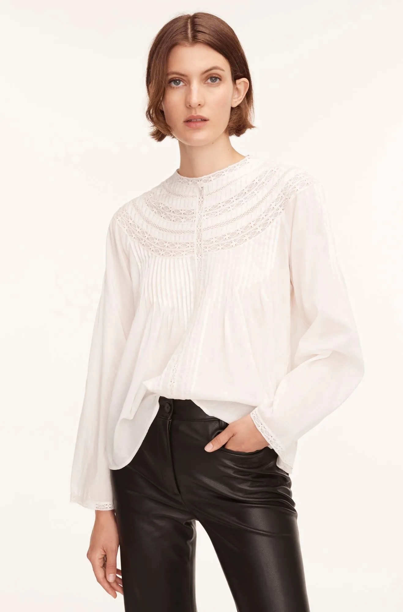 Long Sleeve Cotton Blouse With Lace sold by Rebecca Taylor
