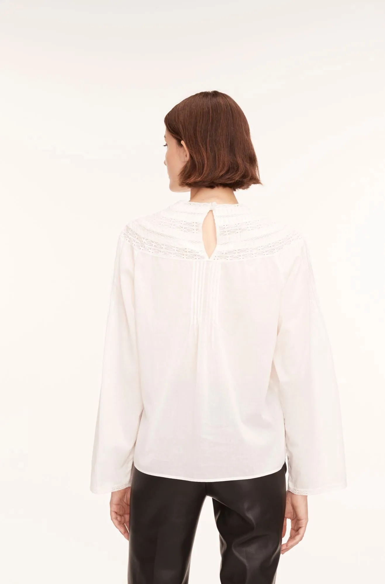 Long Sleeve Cotton Blouse With Lace sold by Rebecca Taylor product image thumbnail 2