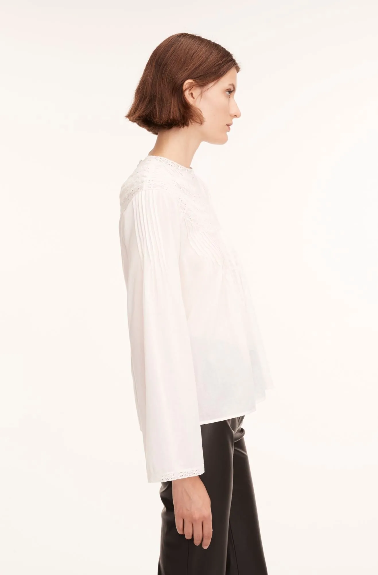 Long Sleeve Cotton Blouse With Lace sold by Rebecca Taylor product image thumbnail 3