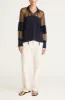 Crepe de Chine and Lace Popover Blouse sold by Rebecca Taylor