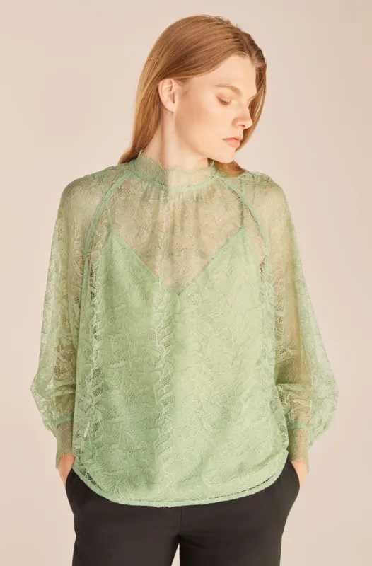 Long Sleeve Lace Mock Neck sold by Rebecca Taylor