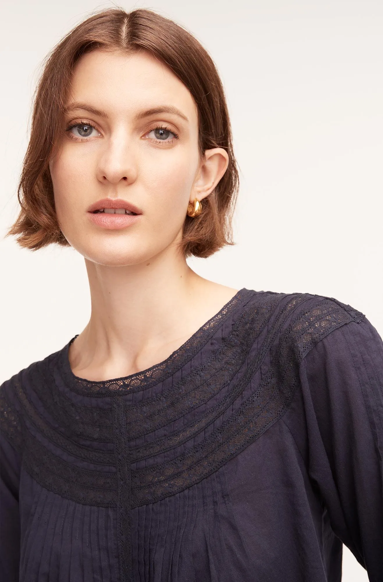 Long Sleeve Cotton Blouse With Lace sold by Rebecca Taylor product image thumbnail 3