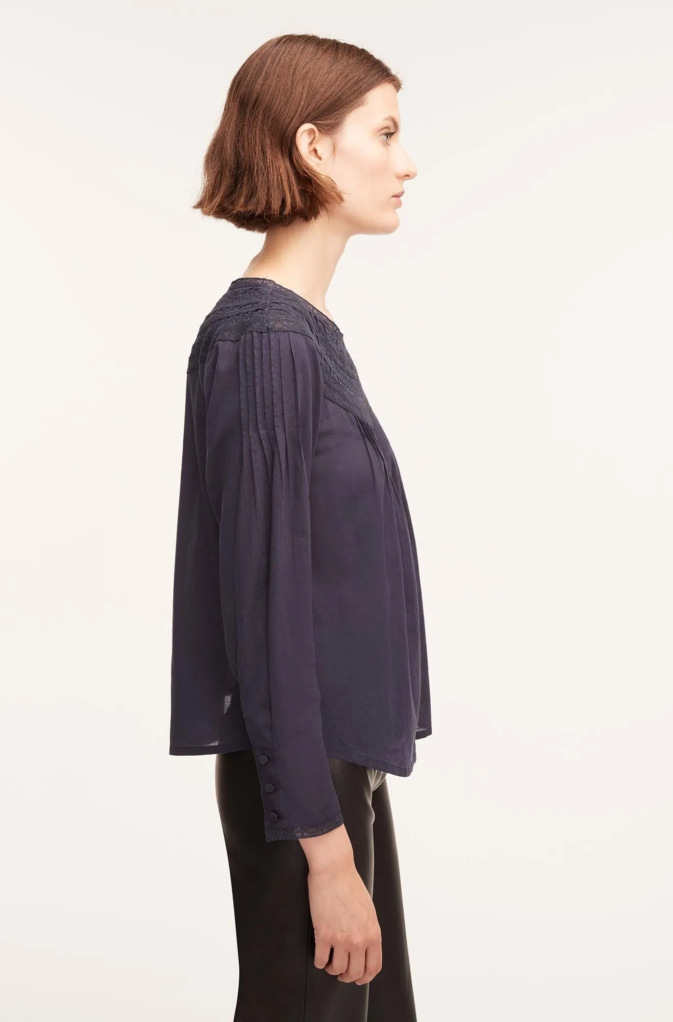 Long Sleeve Cotton Blouse With Lace sold by Rebecca Taylor product image thumbnail 4