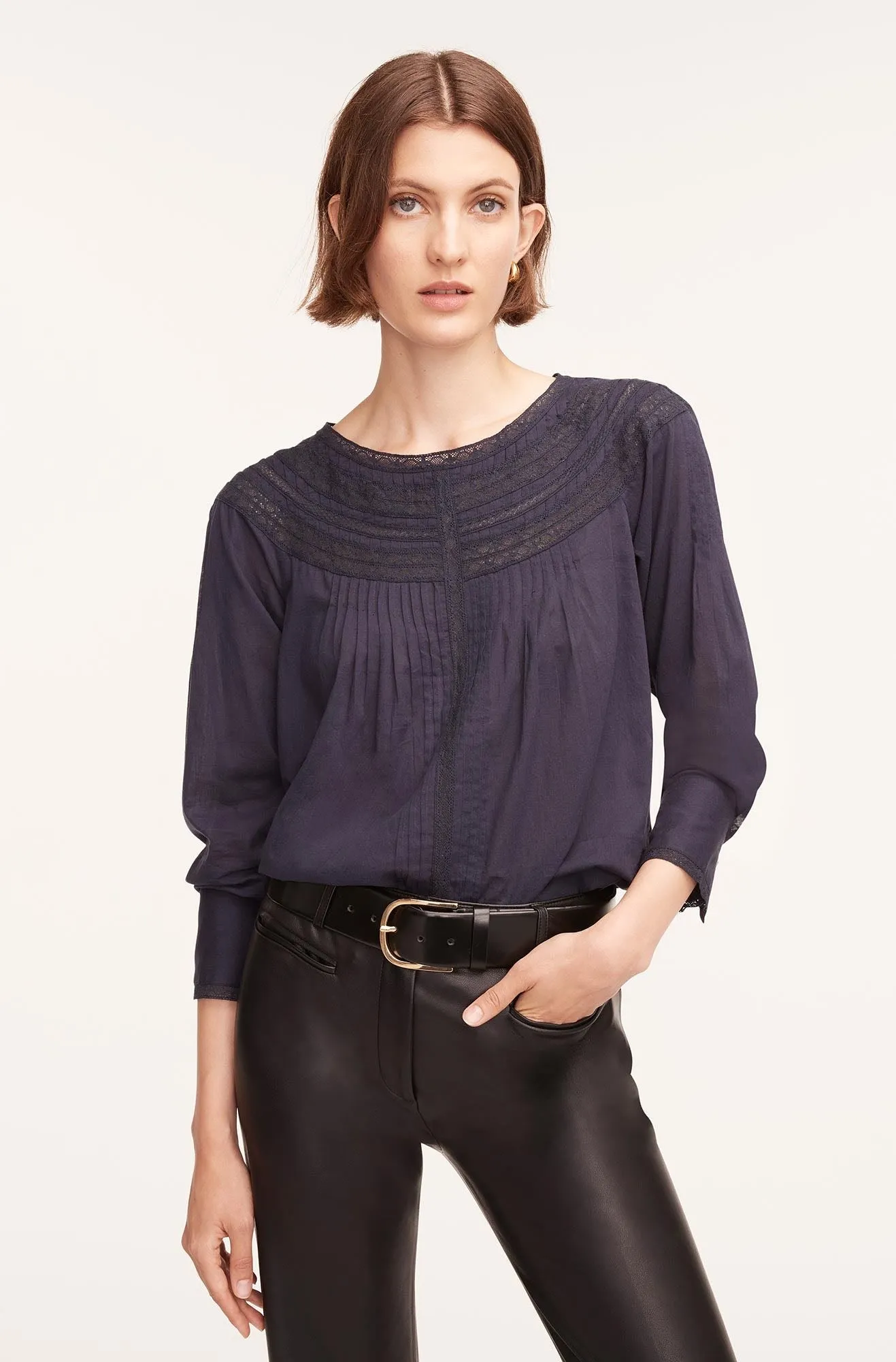 Long Sleeve Cotton Blouse With Lace sold by Rebecca Taylor