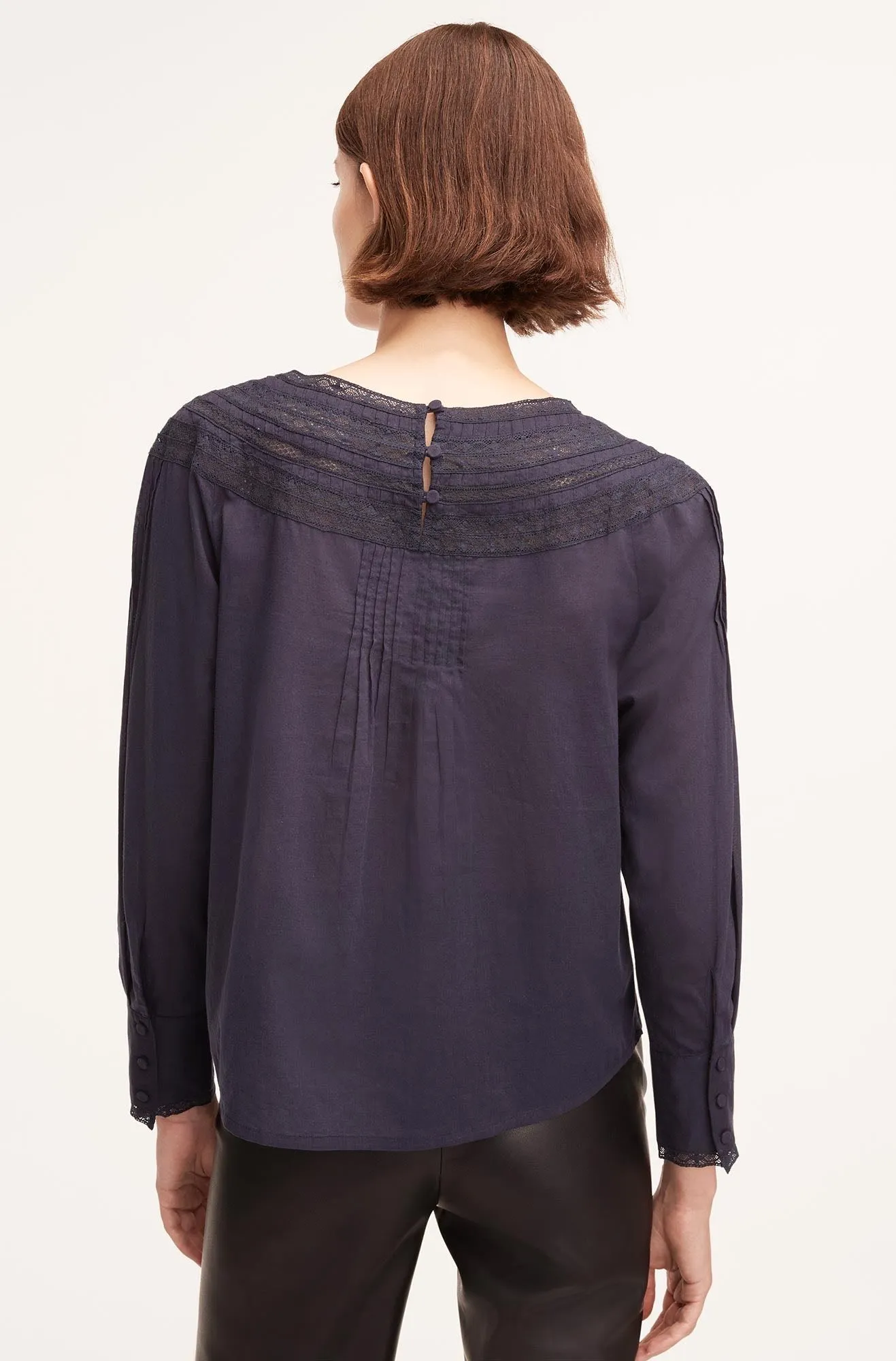Long Sleeve Cotton Blouse With Lace sold by Rebecca Taylor product image thumbnail 2