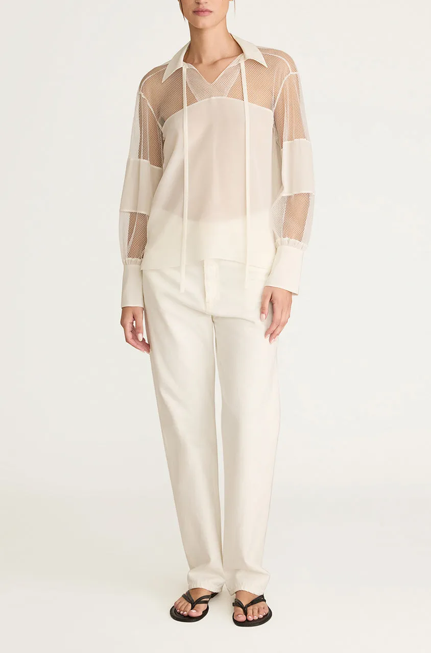 Crepe de Chine and Lace Popover Blouse sold by Rebecca Taylor product image thumbnail 2