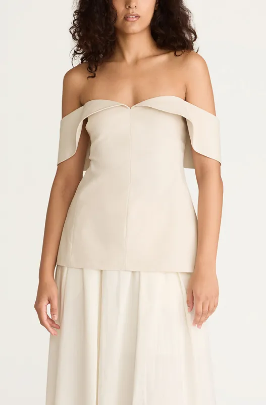 Cotton Sateen Draped Shoulder Top sold by Rebecca Taylor