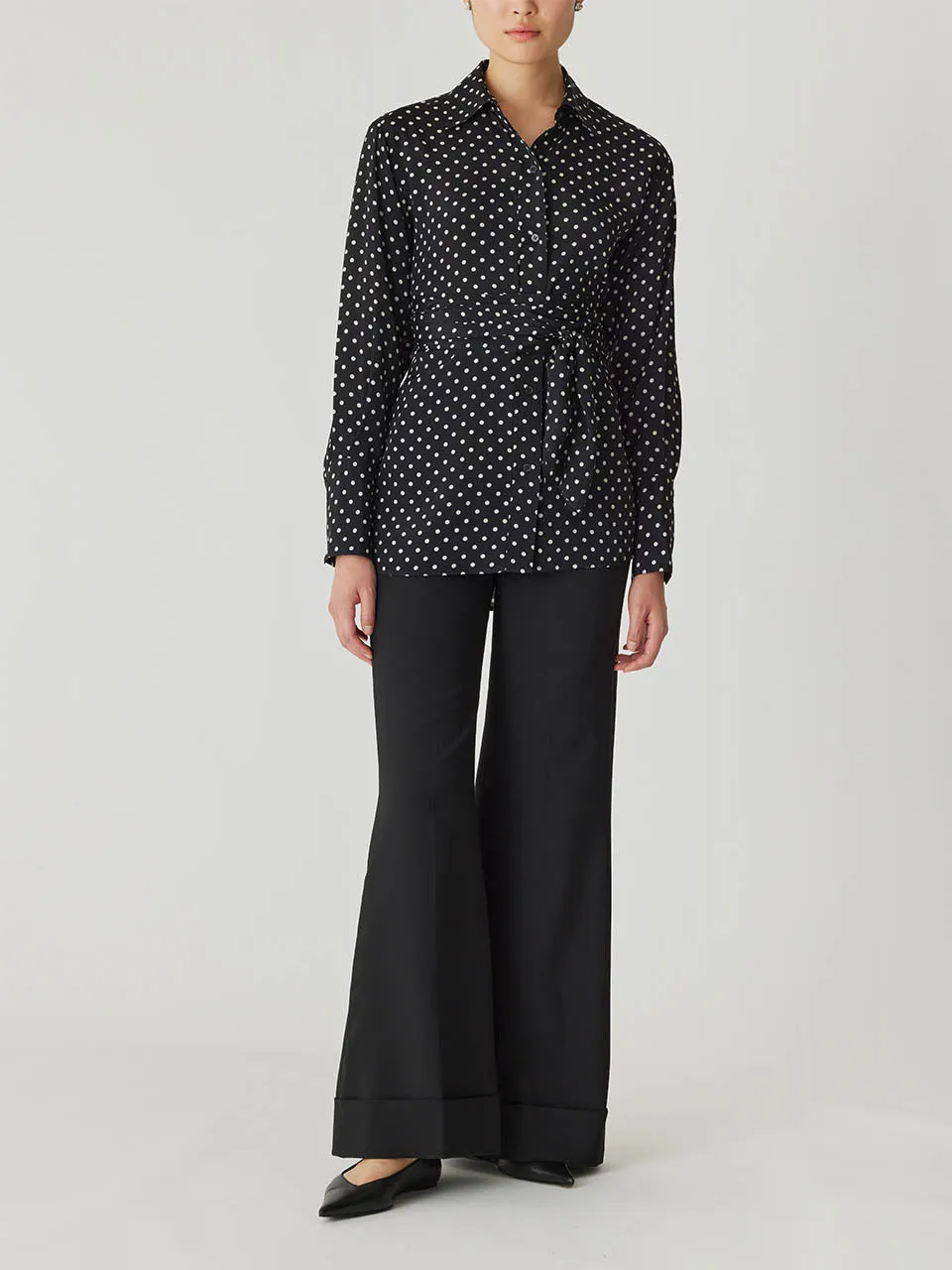 Polka Dot Silky Wrap Shirt sold by Rebecca Taylor