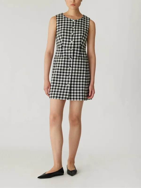 Phillipa Check Button Front Mini Dress sold by Rebecca Taylor