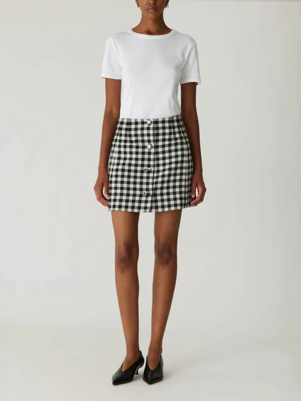 Phillipa Check Button Front Skirt sold by Rebecca Taylor