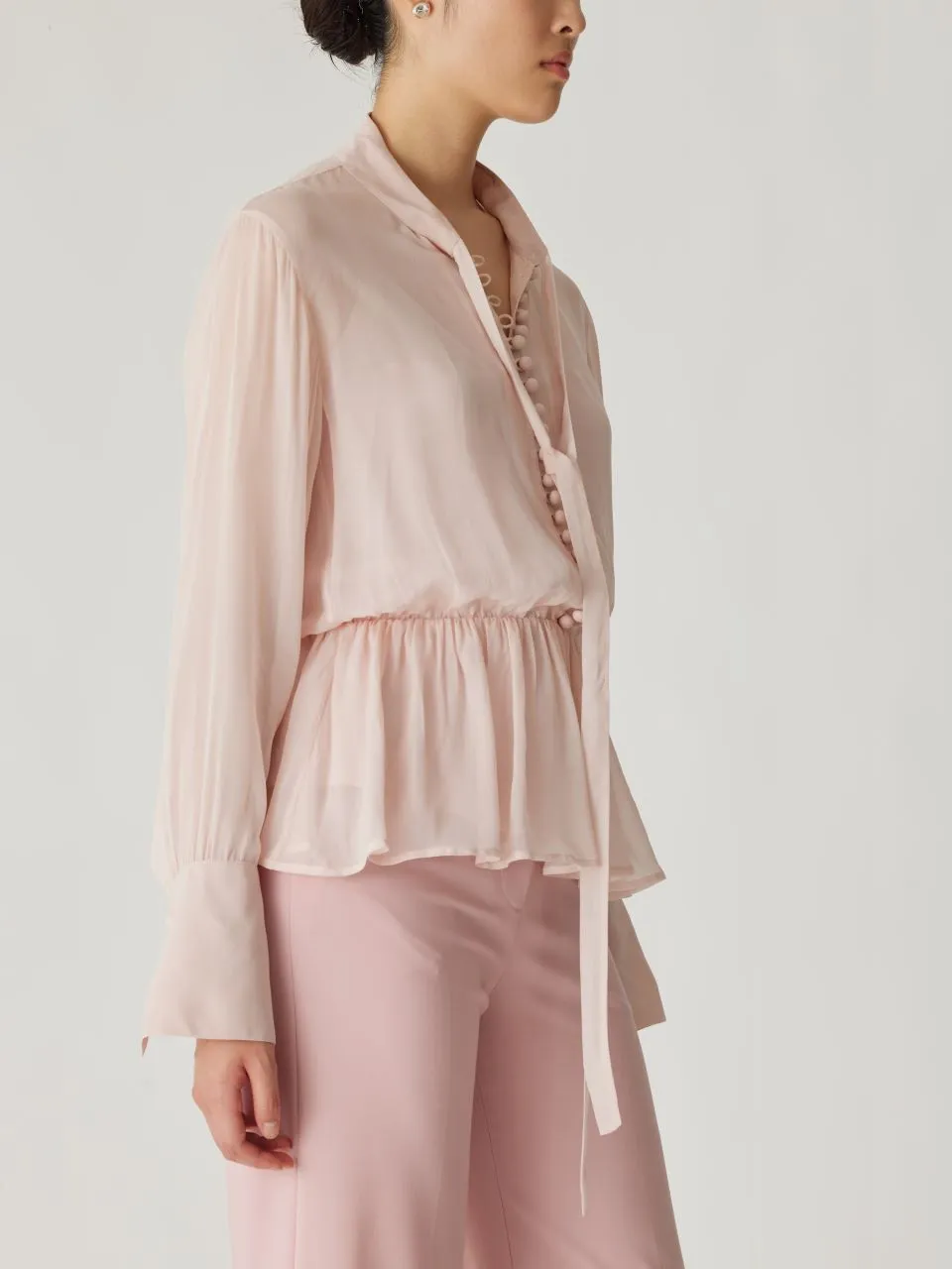 Covered Button Tie Front Blouse sold by Rebecca Taylor product image thumbnail 2