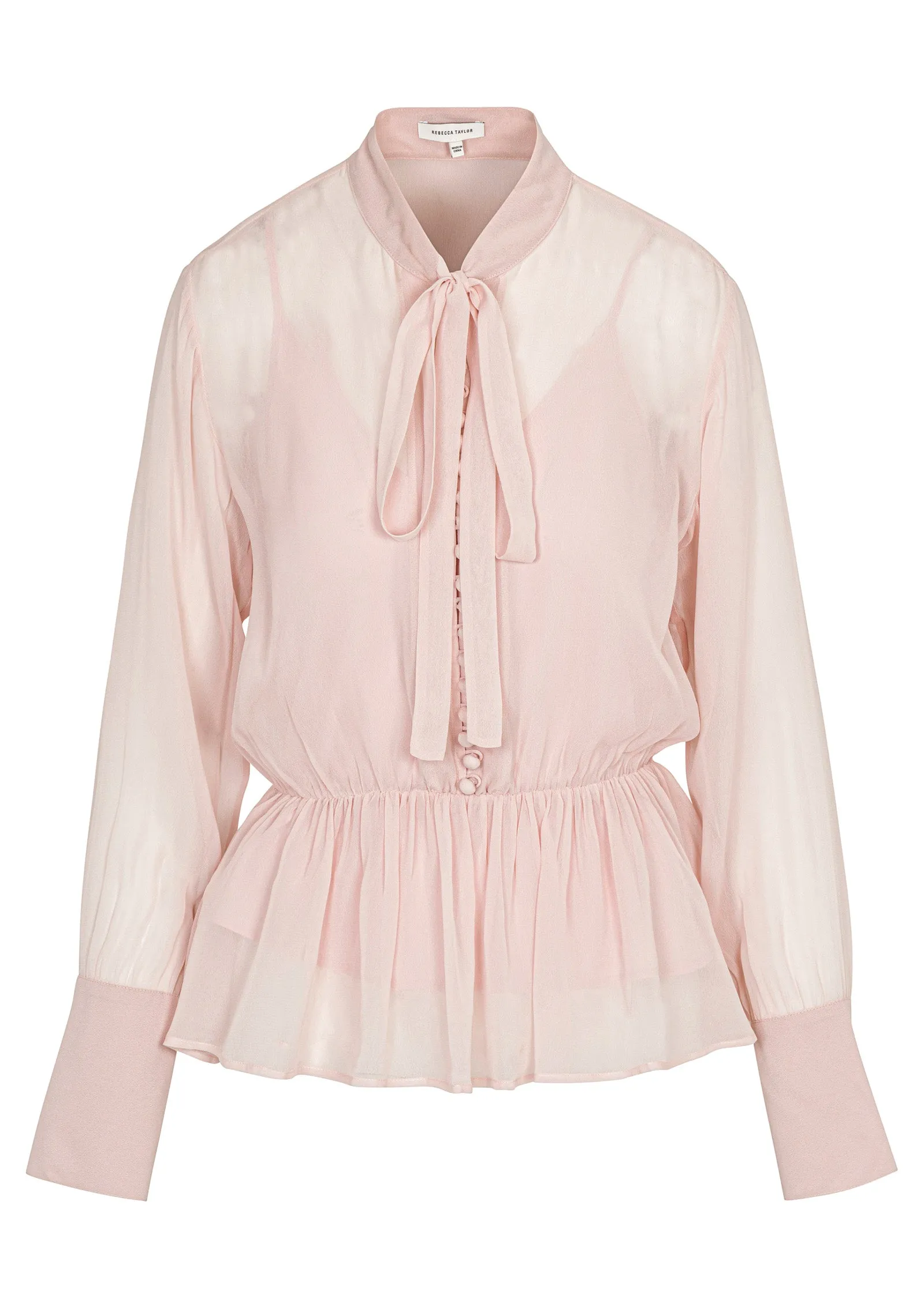 Covered Button Tie Front Blouse sold by Rebecca Taylor product image thumbnail 5