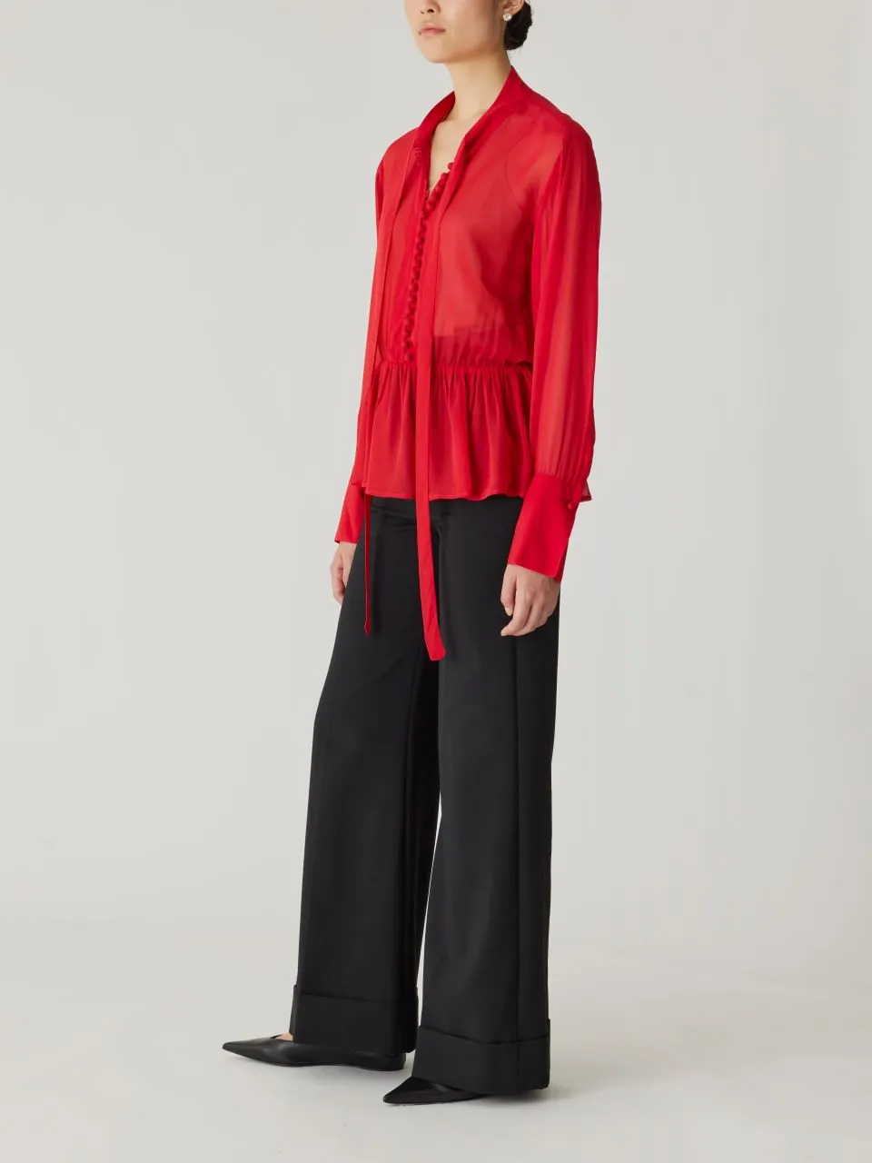 Covered Button Tie Front Blouse sold by Rebecca Taylor product image thumbnail 3