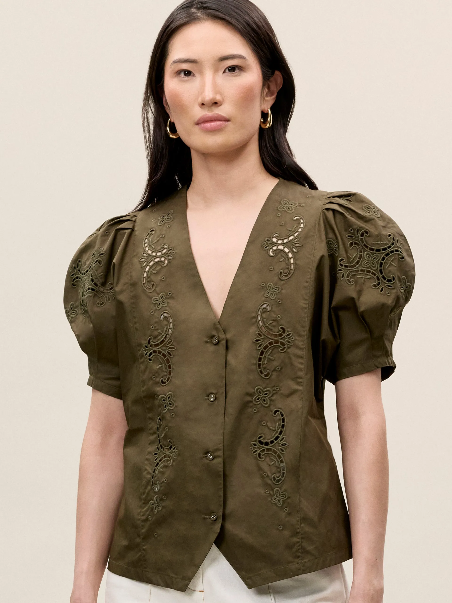 Raquel Twill Shirt sold by Rebecca Taylor