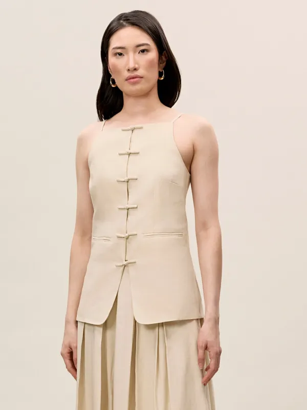 Beatrice Stretch Linen Top sold by Rebecca Taylor