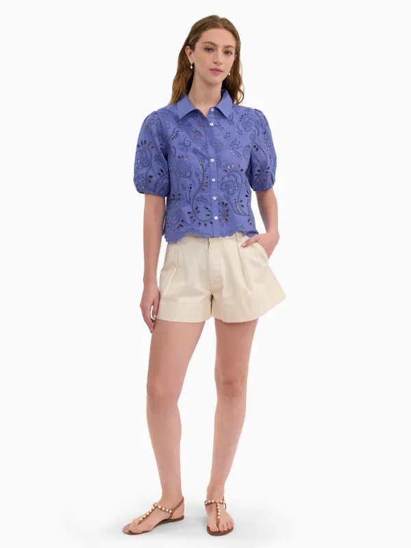 Brielle Poplin Eyelet Shirt made by Rebecca Taylor