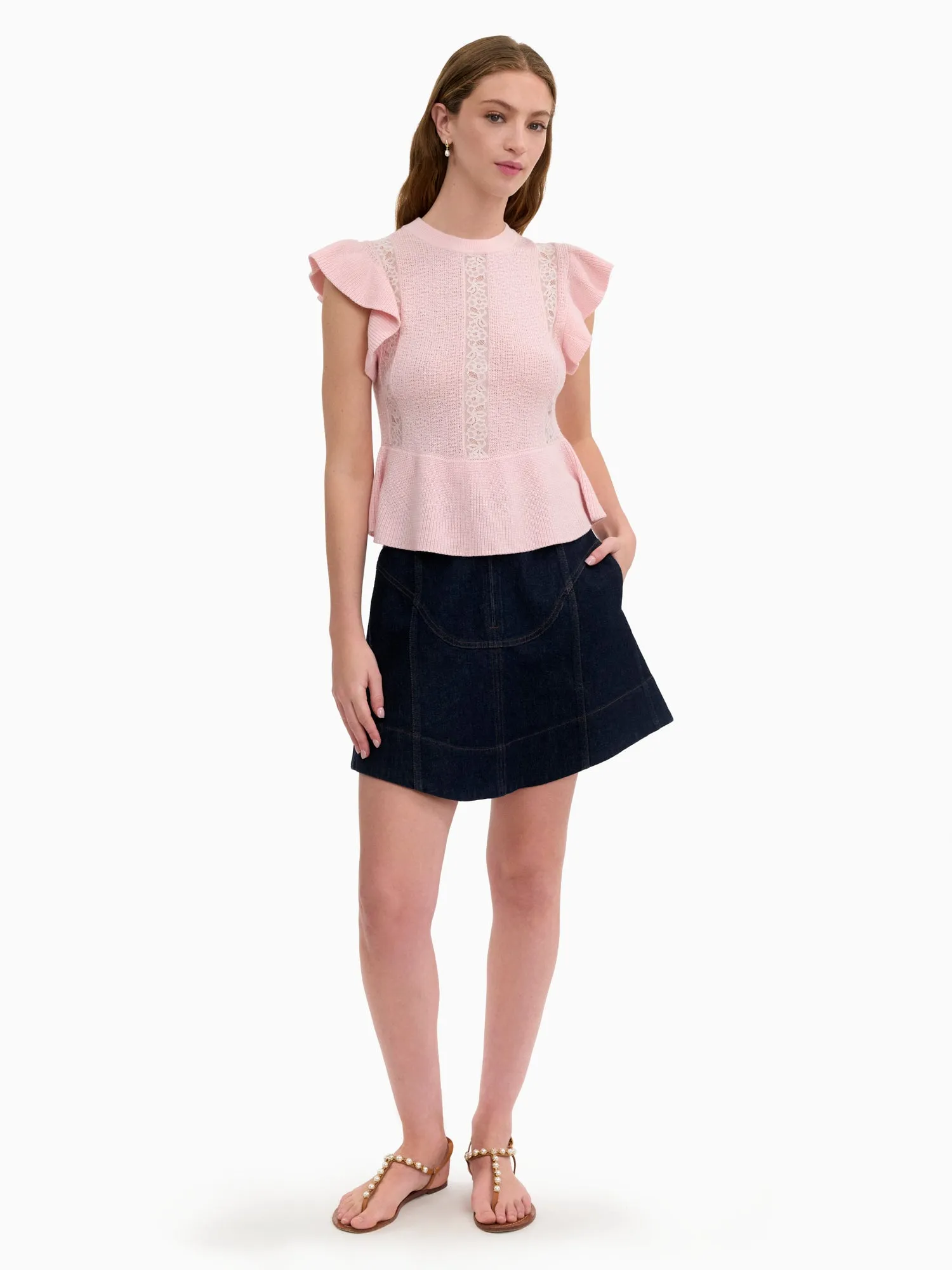 Rhea Lace Knit Sweater sold by Rebecca Taylor