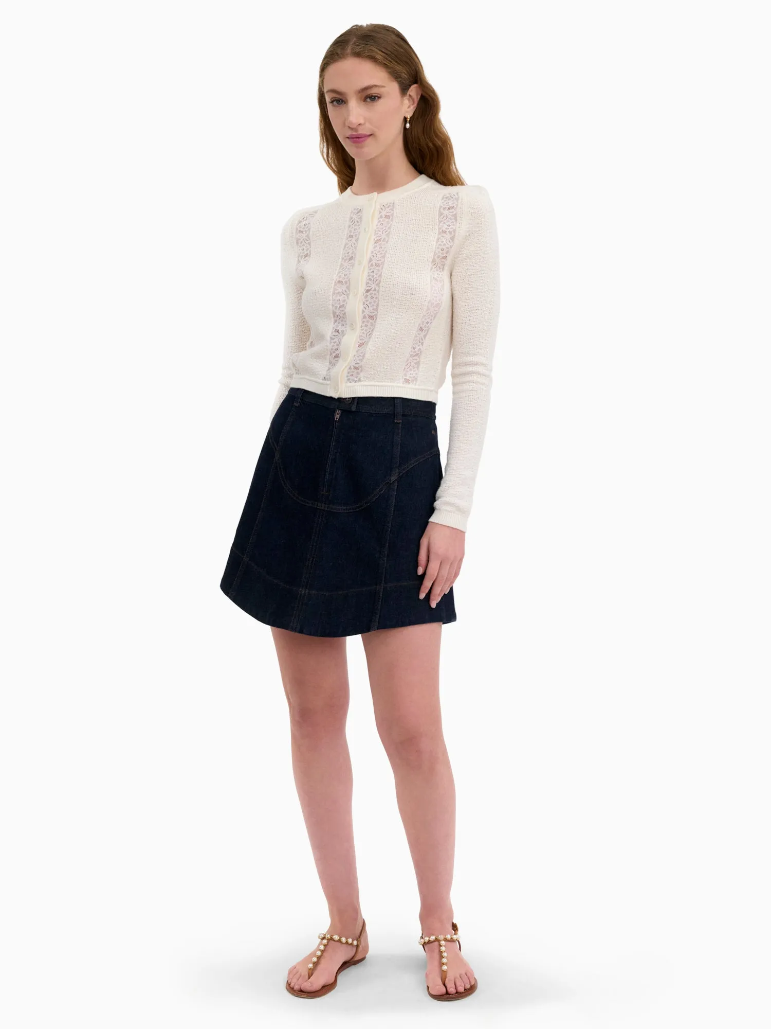 Rhea Lace Knit Cardigan sold by Rebecca Taylor