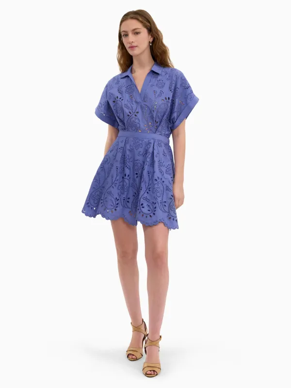 Brielle Poplin Eyelet Mini Dress made by Rebecca Taylor