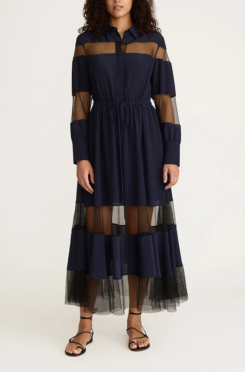 Crepe de Chine and Lace Shirt Dress sold by Rebecca Taylor