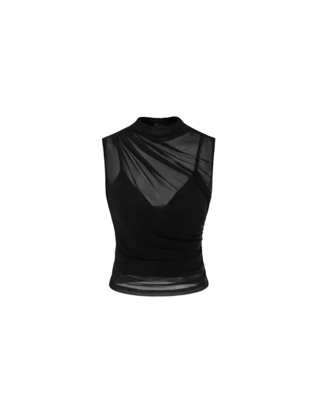 High Neck Mesh Crop Tank RA-48MSH sold by rebels