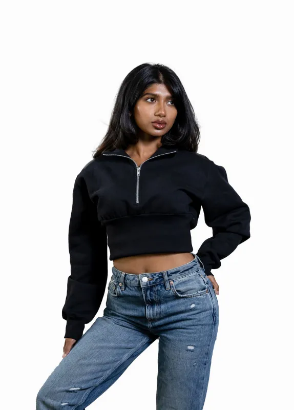 Quarter Zip Cropped Sweater made by rebels
