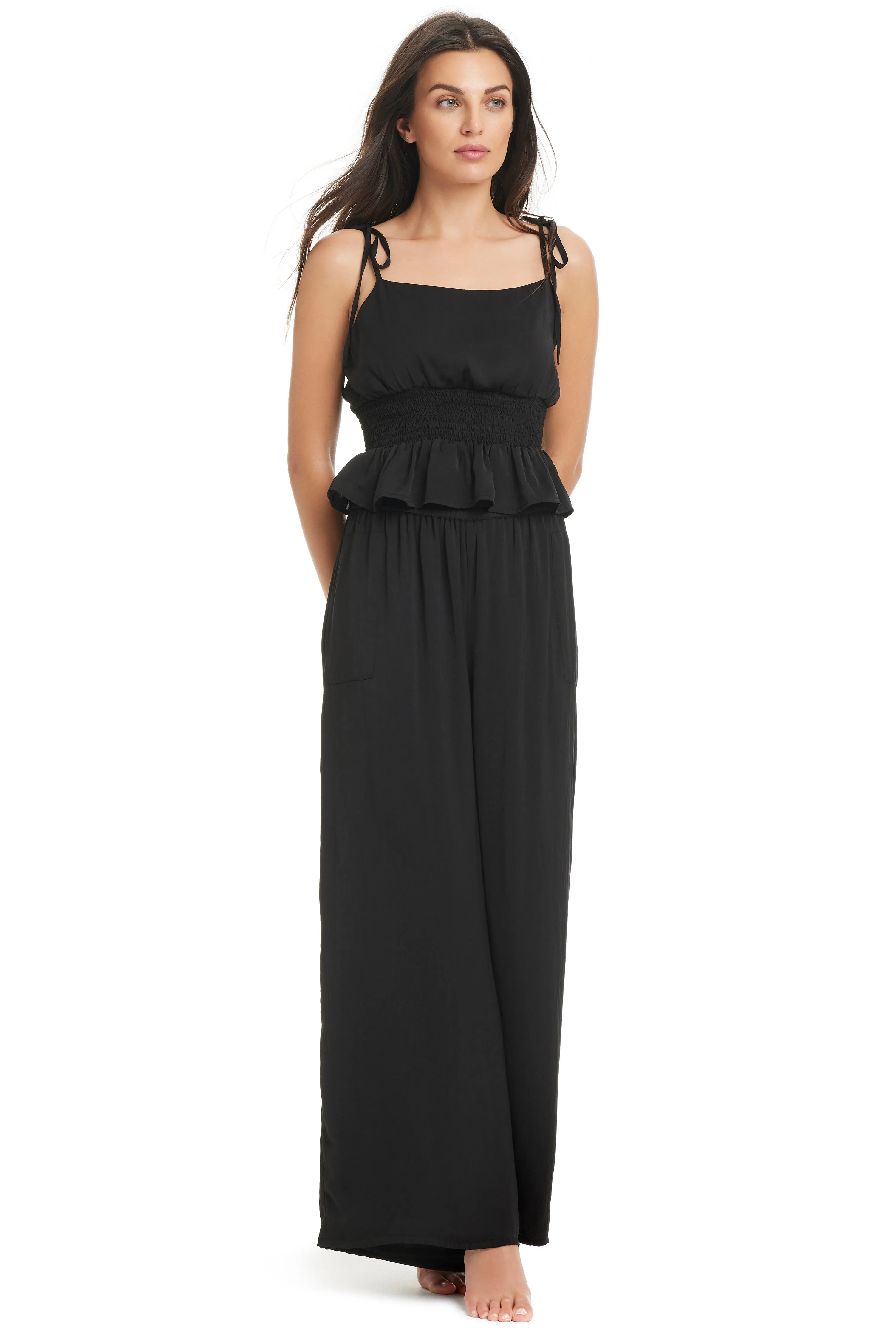 Women's Hammered Satin Peplum Top sold by Red Carter product image thumbnail 3