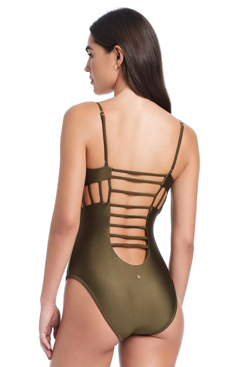 Red Carter Shine Solids Cross Cut Out Maillot One-Piece Swimsuit sold by Red Carter product image thumbnail 2