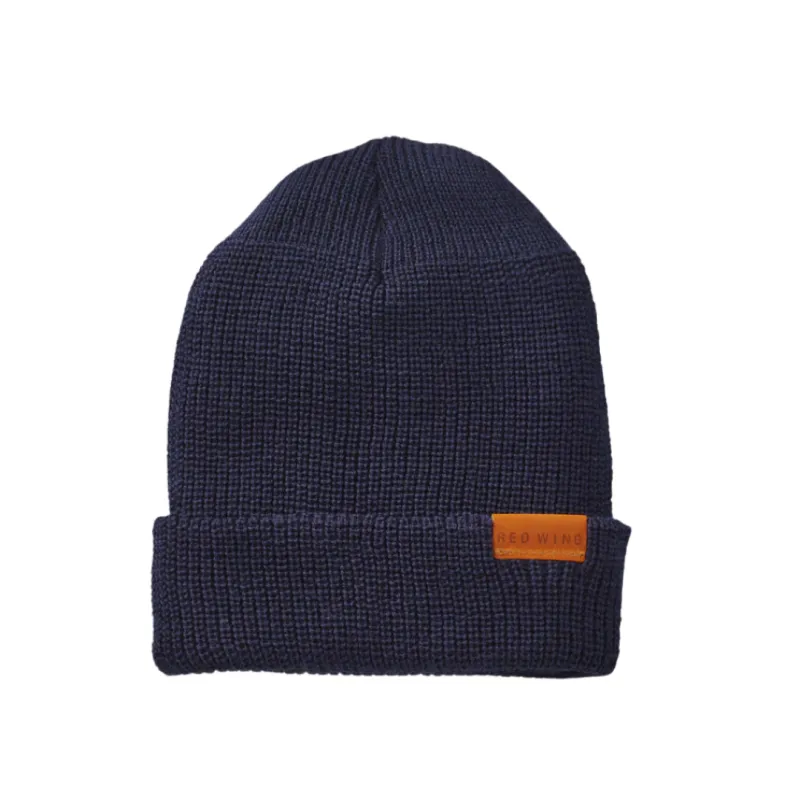 Merino Wool Knit Cap Beanie In Navy Blue made by Red Wing Shoes