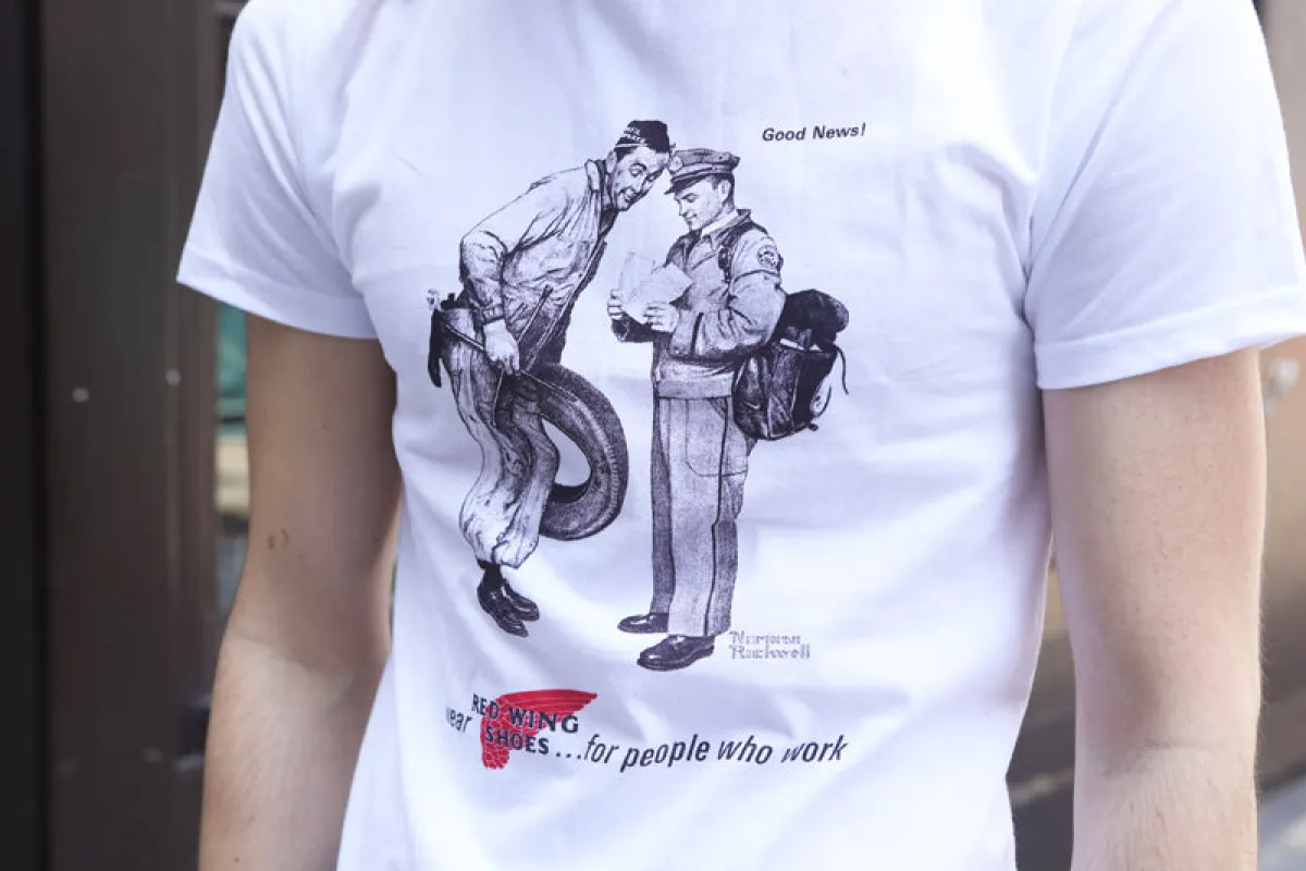 Red Wing T-Shirt Normal Rockwell illustration from 1966 sold by Red Wing Shoes