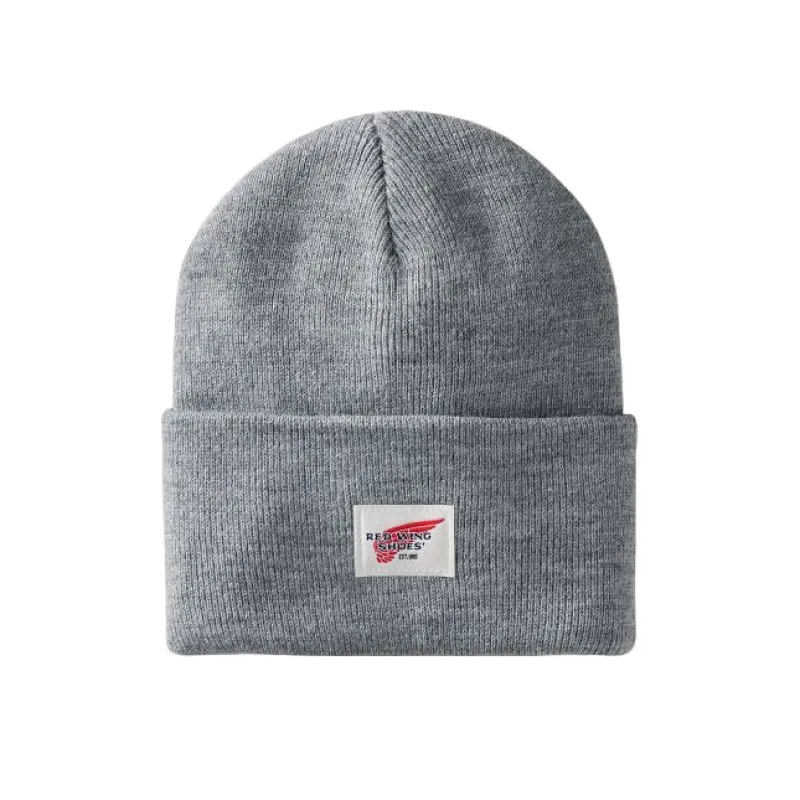 Logo Knit Beanie Hat - Light Gray Heather 97435 made by Red Wing Shoes