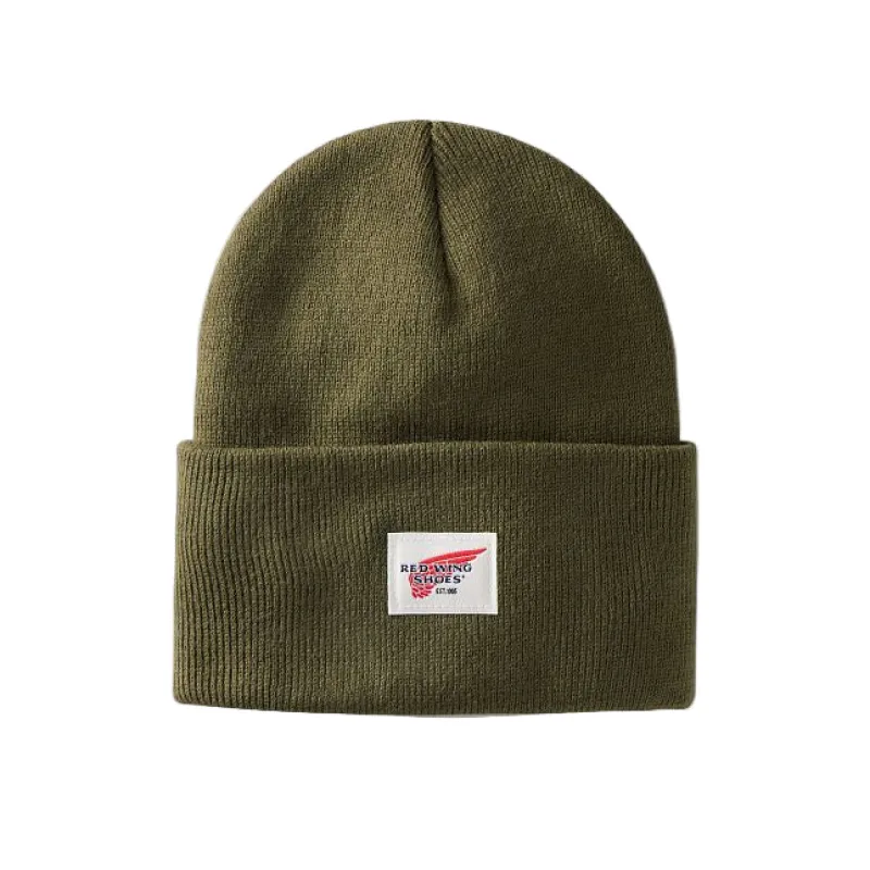Logo Knit Beanie Hat - Army Green 97437 made by Red Wing Shoes
