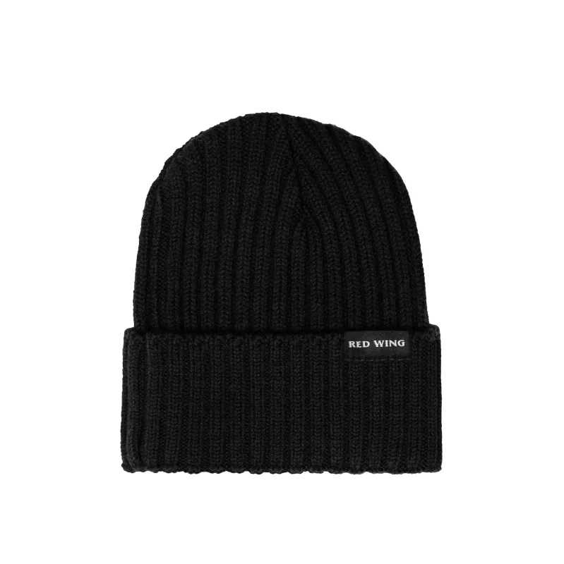 Shaniko Wool Knit Rib Beanie in Black 97483 made by Red Wing Shoes