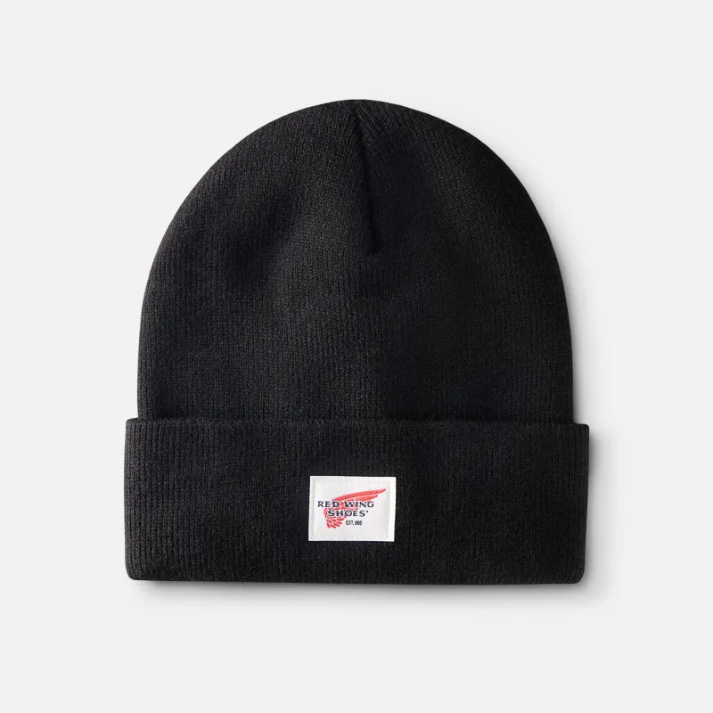 Logo Knit Beanie Hat - Black #97456 made by Red Wing Shoes