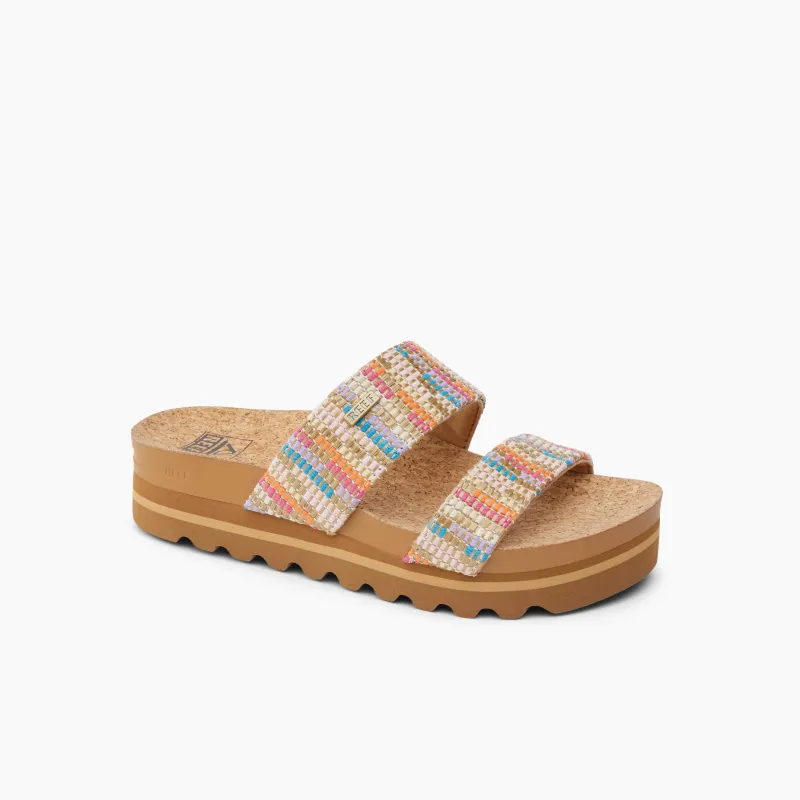 REEF◆CUSHION VISTA - NATURAL CROCHET TEXTILE Reef Women's Cushion Vista Crochet Woven Slide Sandals