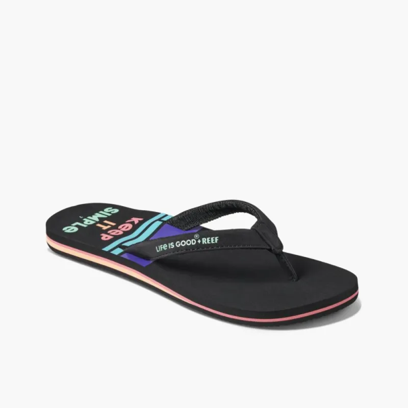 Reef Women REEF CUSHION SANDS + LIFE IS GOOD IS GOOD KEEP IT SIMPLE BLACK sold by Reef