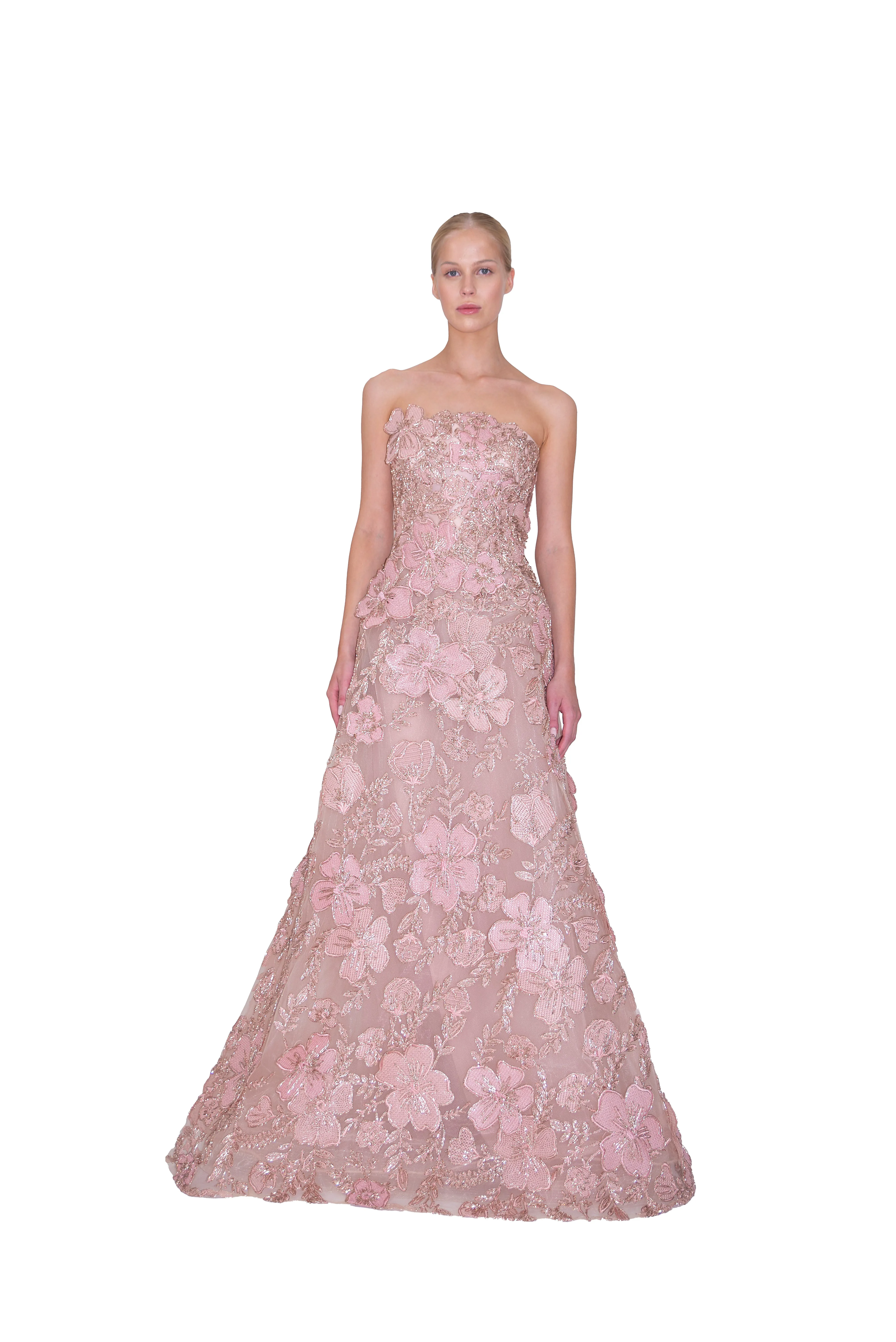 STRAPLESS 3D FLORAL GOWN (PRE-ORDER 8 WEEKS DELIVERY) sold by Reem Acra